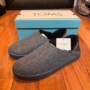 NWT Toms Ezra Convertible Slipper Smoke Grey Repreve Two Tone Felt